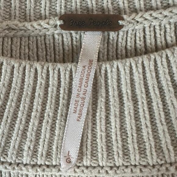 Free People Easy Street Stripe Crop Pullover Large Cream Black  Coastal Preppy - Picture 11 of 16